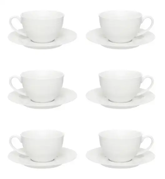 AMBITION LINEA Serwis kawowy biały 12 elementów dla 6 osób / porcelana