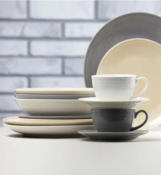 AMBITION LINEA Serwis kawowy biały 12 elementów dla 6 osób / porcelana