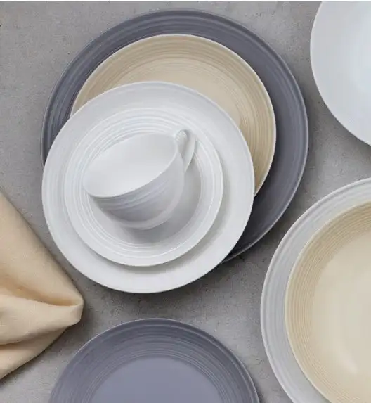 AMBITION LINEA Serwis kawowy biały 12 elementów dla 6 osób / porcelana