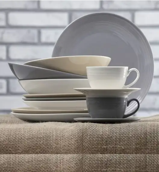 AMBITION LINEA Talerz obiadowy głęboki 22 cm / biały / porcelana