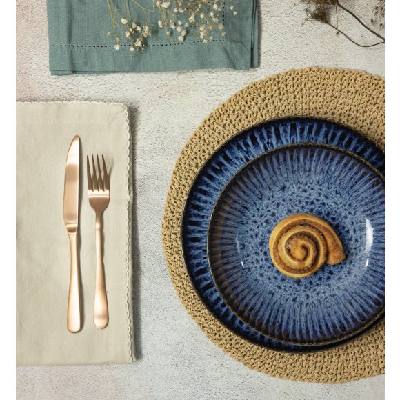 LUBIANA STONEWARE CERAMIKA / COSMOS / Serwis obiadowy 36 elementów dla 12 osób / odcień niebieskiego