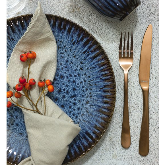 LUBIANA STONEWARE CERAMIKA / COSMOS / Serwis obiadowy 36 elementów dla 12 osób / odcień niebieskiego