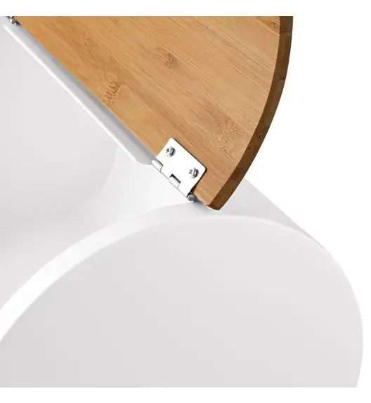 KONIGHOFFER VOLANO Chlebak metalowy z drewnianą pokrywą / biały / 34 x 24,5 x 21 cm