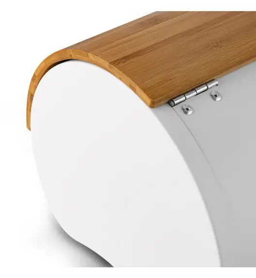 KONIGHOFFER VOLANO Chlebak metalowy z drewnianą pokrywą / biały / 34 x 24,5 x 21 cm