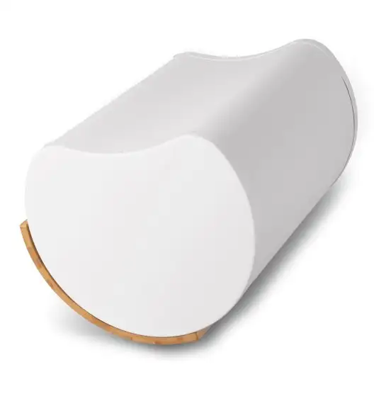 KONIGHOFFER VOLANO Chlebak metalowy z drewnianą pokrywą / biały / 34 x 24,5 x 21 cm