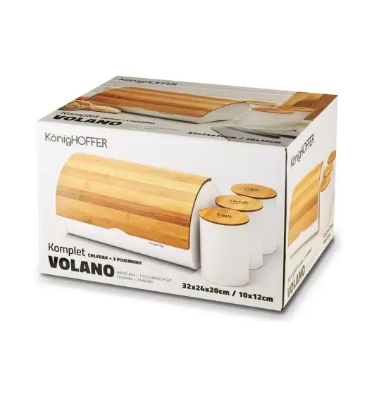 KONIGHOFFER VOLANO Zestaw chlebak + pojemniki kawa, herbata, cukier / biały