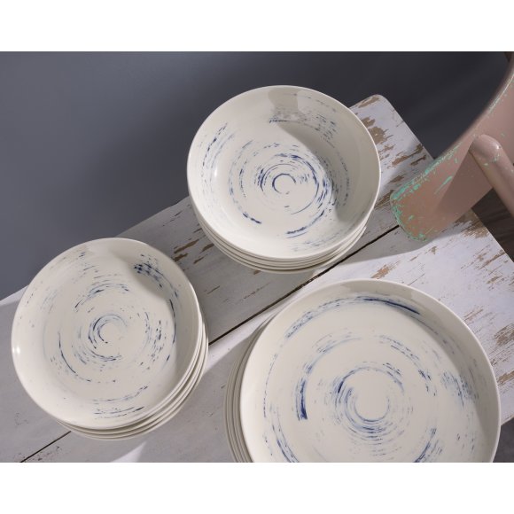 CHODZIEŻ CITY CT22 BORÓWKOWY KREM Serwis obiadowy 18 el / 6 osób / porcelana