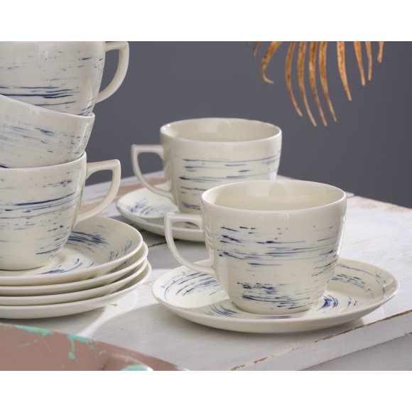 WYPRZEDAŻ! CHODZIEŻ CITY CT22 BORÓWKOWY KREM Serwis kawowy 12 el / 6 osób / porcelana