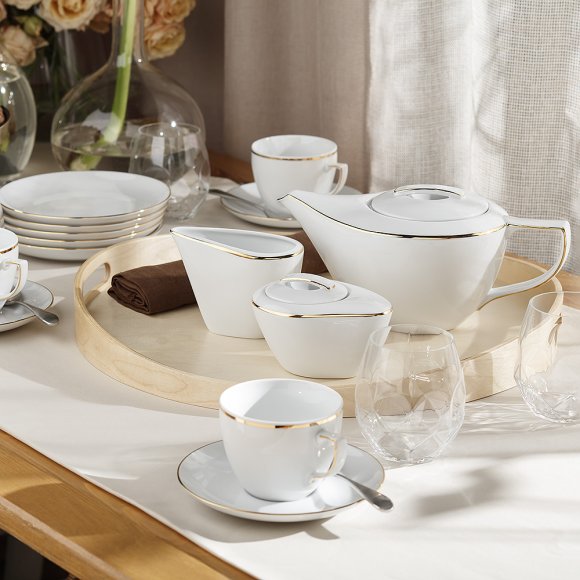 CHODZIEŻ CITY B326 ZŁOTE Serwis kawowy 39 el / 12 osób / porcelana