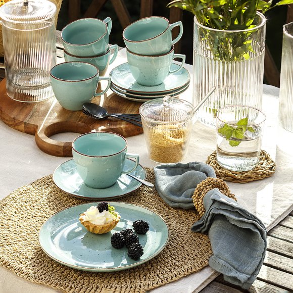 CHODZIEŻ CITY CT05 ŻYWIOŁY Serwis obiadowo-kawowy 30 el / 6 osób / SPOKÓJ OCEANU / porcelana