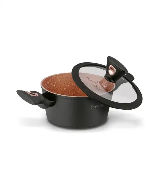 STARKE PRO DARK COPPER Zestaw garnków 10 el z pokrywkami / Nieprzywierająca powłoka MARBLE PLUS / indukcja