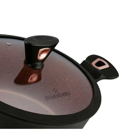 STARKE PRO DARK COPPER Zestaw garnków 10 el z pokrywkami / Nieprzywierająca powłoka MARBLE PLUS / indukcja