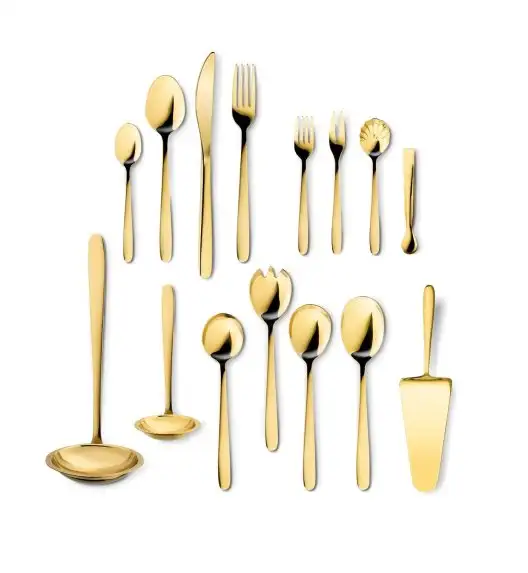 STARKE PRO GIULIA Sztućce Komplet 72 el w skórzanej walizce / 12 osób / złote / stal nierdzewna
