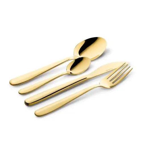 STARKE PRO GIULIA Sztućce Komplet 72 el w skórzanej walizce / 12 osób / złote / stal nierdzewna