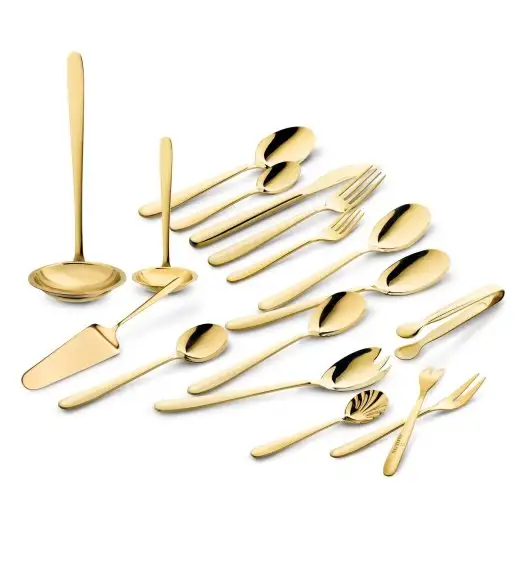 STARKE PRO GIULIA Sztućce Komplet 72 el w skórzanej walizce / 12 osób / złote / stal nierdzewna