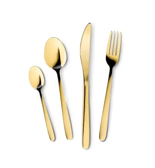 STARKE PRO GIULIA Sztućce Komplet 72 el w skórzanej walizce / 12 osób / złote / stal nierdzewna