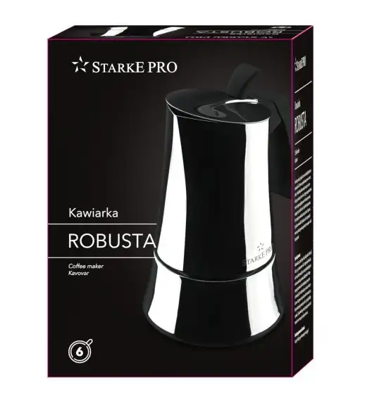STARKE PRO ROBUSTA Kawiarka stalowa 300 ml / 6 filiżanek espresso / indukcja