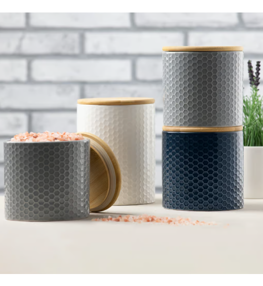 AMBITION TUVO Pojemnik kuchenny z bambusową pokrywką 1.1 l / biały / dolomit