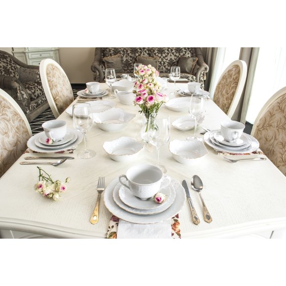 ĆMIELÓW ROCOCO 3604 ZŁOTA LINIA Zestaw obiadowy 18 el / 6 osób / porcelana