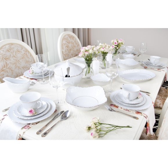 ĆMIELÓW ROCOCO 3604 ZŁOTA LINIA Zestaw obiadowy 18 el / 6 osób / porcelana