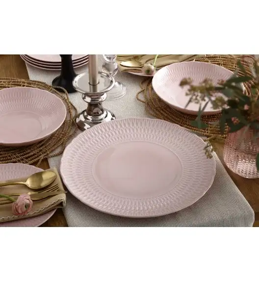 ĆMIELÓW SOFIA LB07 RÓŻANA Zestaw obiadowy 18 el / 6 osób / porcelana