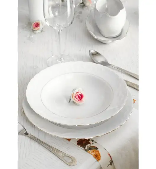 ĆMIELÓW ROCOCO 3604 ZŁOTA LINIA Zestaw obiadowy 36 el / 12 osób / porcelana