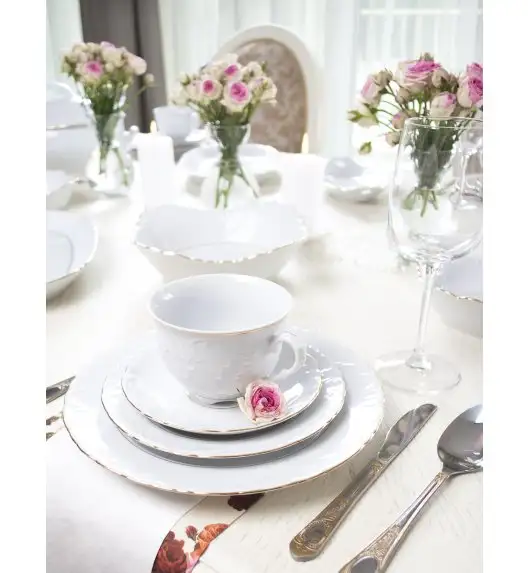 ĆMIELÓW ROCOCO 3604 ZŁOTA LINIA Zestaw obiadowy 36 el / 12 osób / porcelana