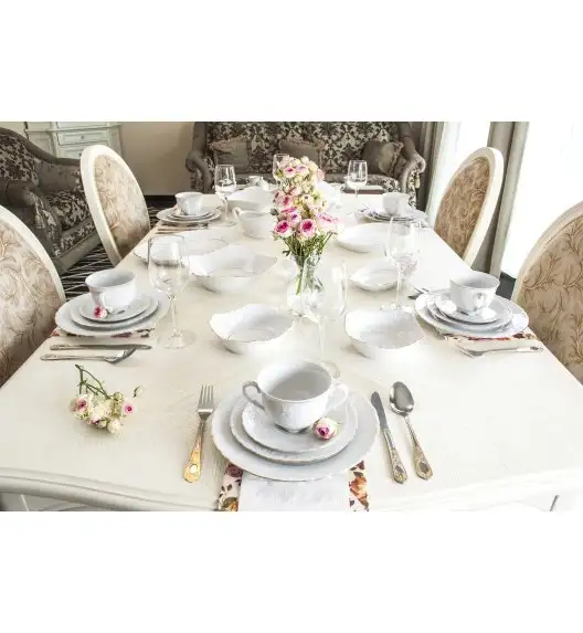 ĆMIELÓW ROCOCO 3604 ZŁOTA LINIA Zestaw obiadowy 36 el / 12 osób / porcelana