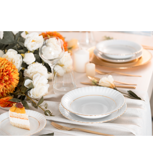 CHODZIEŻ IWONA B014 ZŁOTA LINIA Zestaw obiadowy 36 el / 12 osób / porcelana