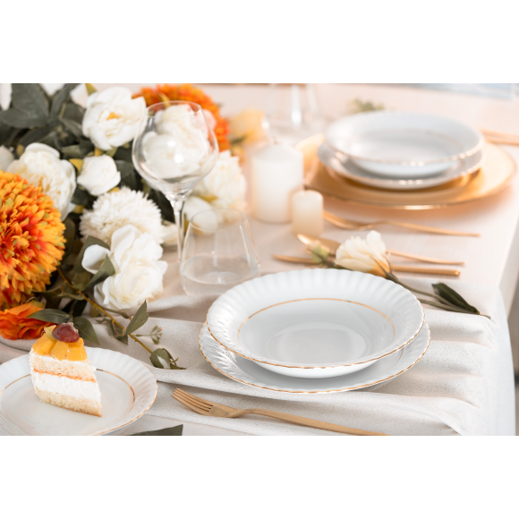 CHODZIEŻ IWONA B014 ZŁOTA LINIA Zestaw obiadowy 36 el / 12 osób / porcelana