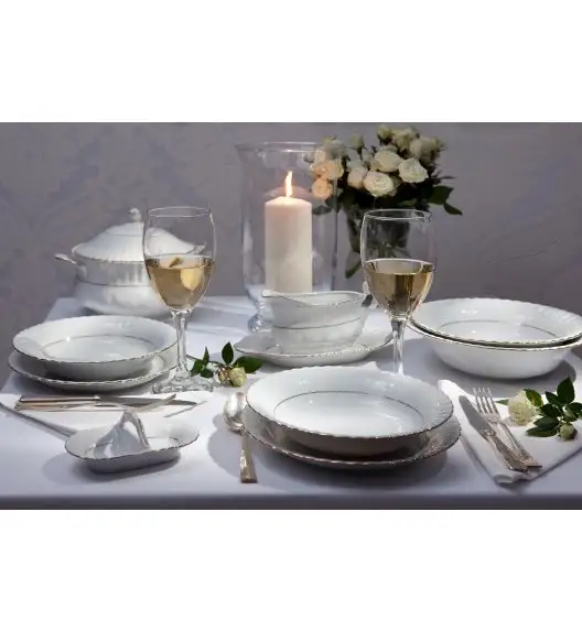 CHODZIEŻ IWONA B014 ZŁOTA LINIA Zestaw obiadowy 36 el / 12 osób / porcelana