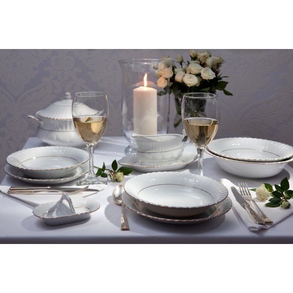 CHODZIEŻ IWONA B014 ZŁOTA LINIA Zestaw obiadowy 36 el / 12 osób / porcelana