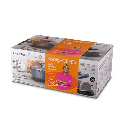 KONIGHOFFER POLLO ROSE GOLD Zestaw garnków z pokrywkami 8 el + 2 nakładki na uchwyty / indukcja