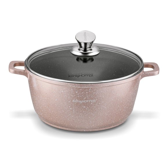KONIGHOFFER POLLO ROSE GOLD Zestaw garnków z pokrywkami 8 el + 2 nakładki na uchwyty / indukcja