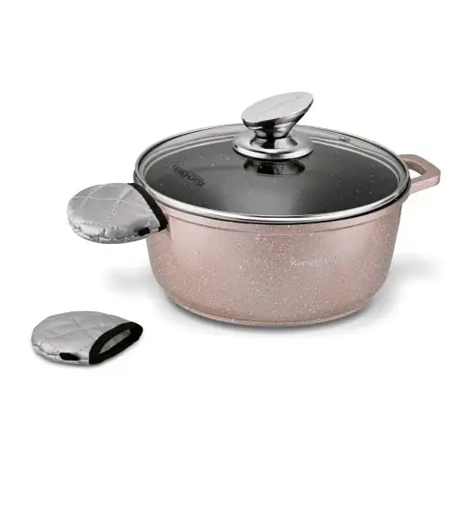 KONIGHOFFER POLLO ROSE GOLD Zestaw garnków z pokrywkami 8 el + 2 nakładki na uchwyty / indukcja