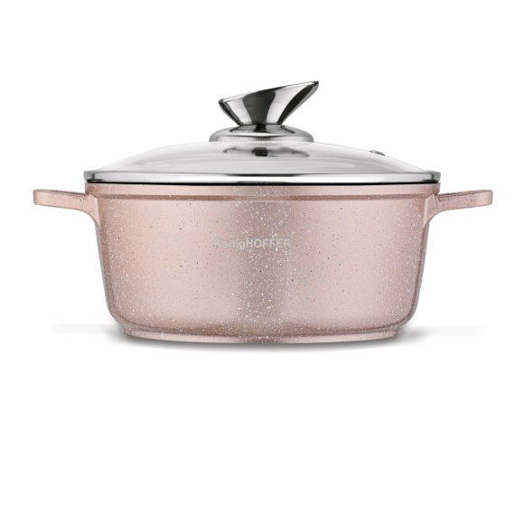 KONIGHOFFER POLLO ROSE GOLD Zestaw garnków z pokrywkami 8 el + 2 nakładki na uchwyty / indukcja