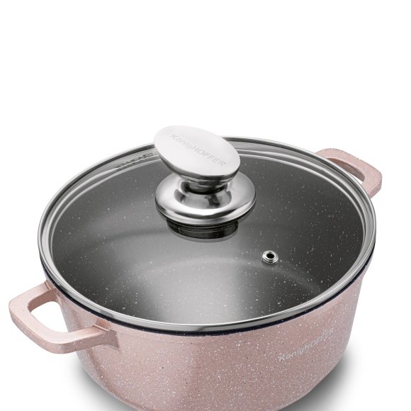 KONIGHOFFER POLLO ROSE GOLD Zestaw garnków z pokrywkami 8 el + 2 nakładki na uchwyty / indukcja