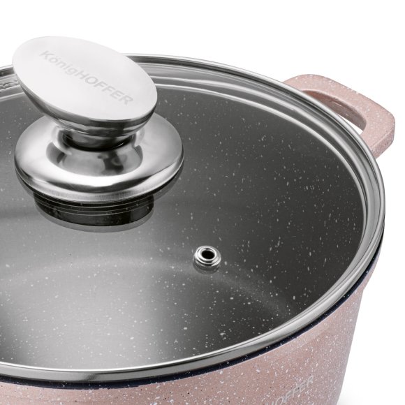 KONIGHOFFER POLLO ROSE GOLD Zestaw garnków z pokrywkami 8 el + 2 nakładki na uchwyty / indukcja