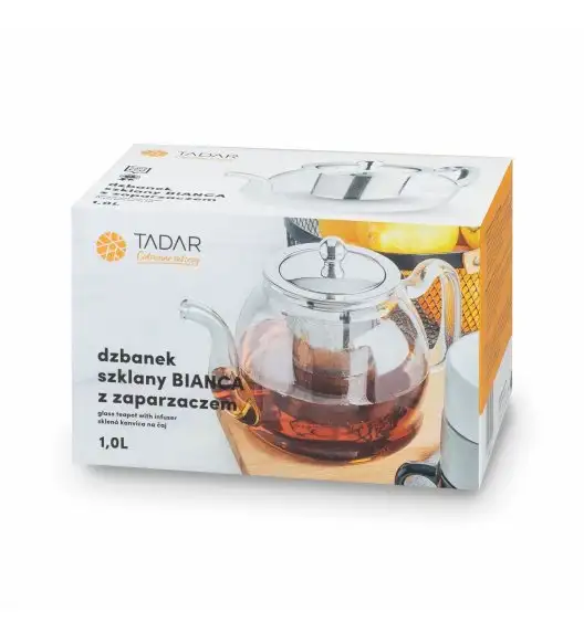 TADAR BIANCA Dzbanek borokrzemowy do herbaty z zaparzaczem 1 L