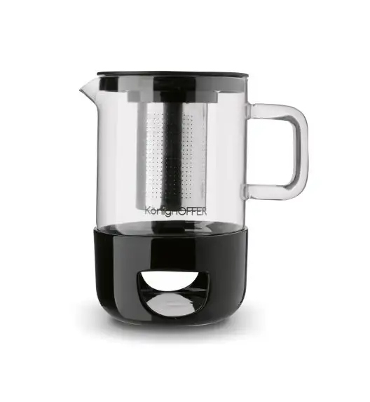 KonigHOFFER BONITO Szklany dzbanek do herbaty z zaparzaczem i podgrzewaczem / 1,0 L