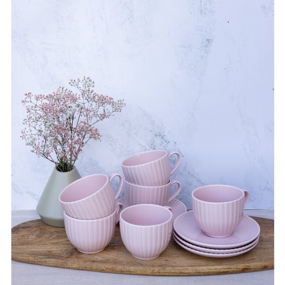 LUBIANA DAISY SUNSET K7 Komplet 6x filiżanka 200 ml + spodek 14,5 cm / różowy
