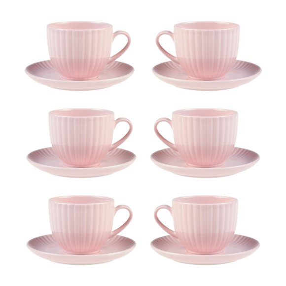 LUBIANA DAISY SUNSET K7 Komplet 6x filiżanka 200 ml + spodek 14,5 cm / różowy