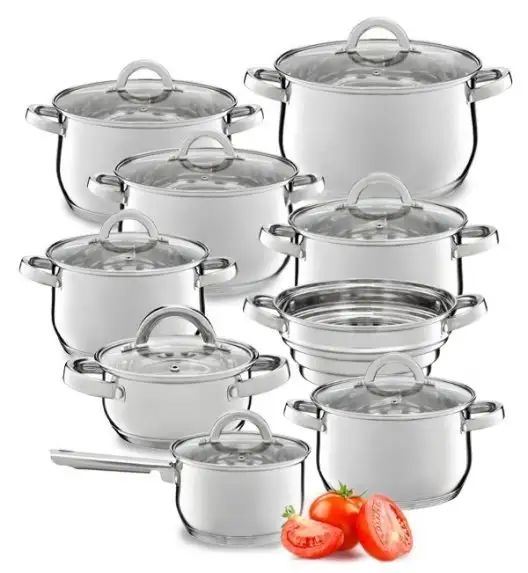 AMBITION BERRY Komplet Garnki z pokrywkami 17 el / stal nierdzewna