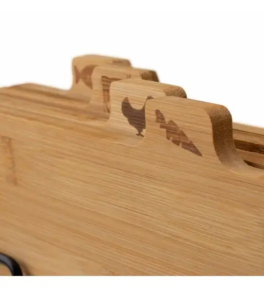 KONIGHOFFER CEDAR Zestaw 4 desek do krojenia ze stojakiem 29x21x7 cm / drewno bambusowe