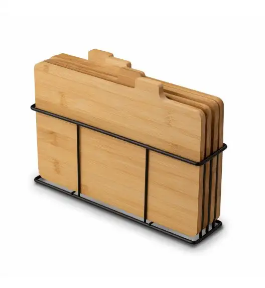 KONIGHOFFER CEDAR Zestaw 4 desek do krojenia ze stojakiem 29x21x7 cm / drewno bambusowe