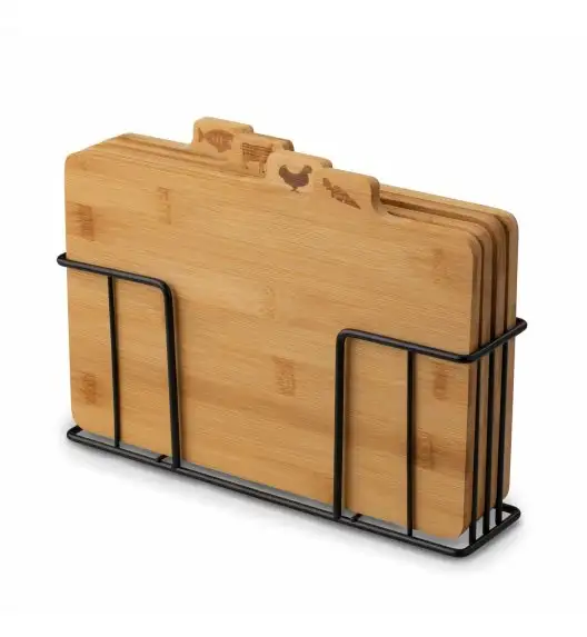 KONIGHOFFER CEDAR Zestaw 4 desek do krojenia ze stojakiem 29x21x7 cm / drewno bambusowe