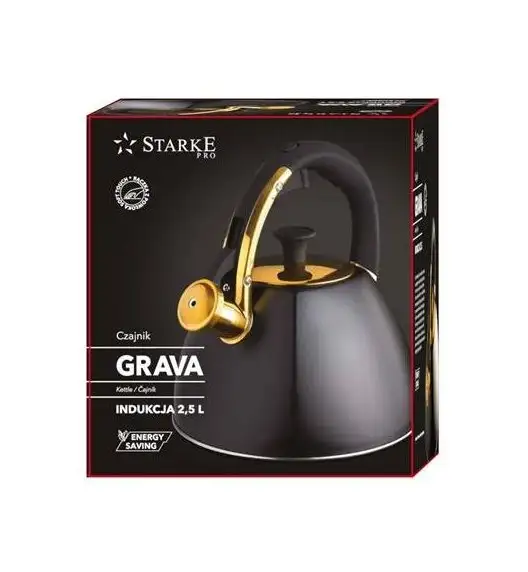 STARKE PRO GRAVA Czajnik z gwizdkiem 2.5 l / indukcja / czarny