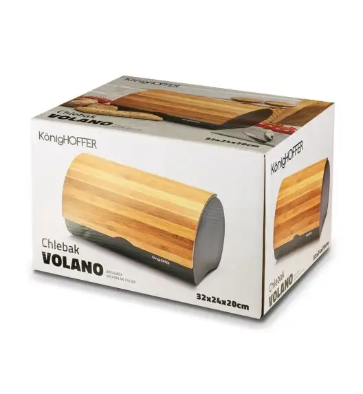 KÖNIGHOFFER VOLANO Chlebak czarny z otwieraną pokrywą 34 x 24.5 x 21 cm / drewno bambusowe