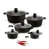 KONIGHOFFER ESCURO Zestaw garnków z pokrywkami 10 elementów + 4 nakładki / aluminium / indukcja / powłoka non-stick