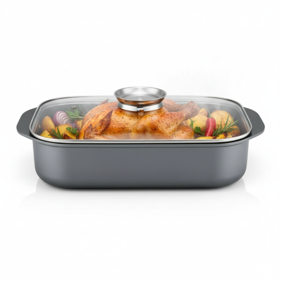 AMBITION VERSO Brytfanna ze szklaną pokrywą 40 x 25 cm / powłoka Qualum Ceramic